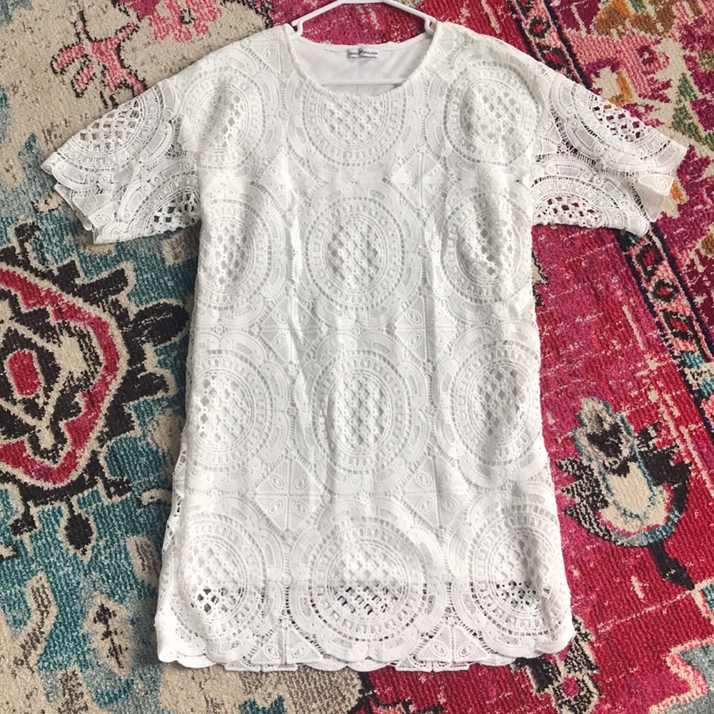 White crochet Tshirt dress